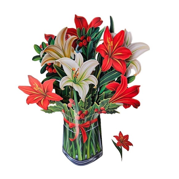 4-Pack Fresh Cut Paper Winter Lillie 3D Popup Greeting Card Note Card & Envelope - Picture 8 of 8